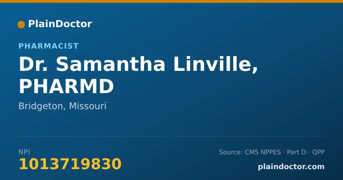 Shareable card for Samantha Linville, PHARMD - Pharmacist, Bridgeton, MO