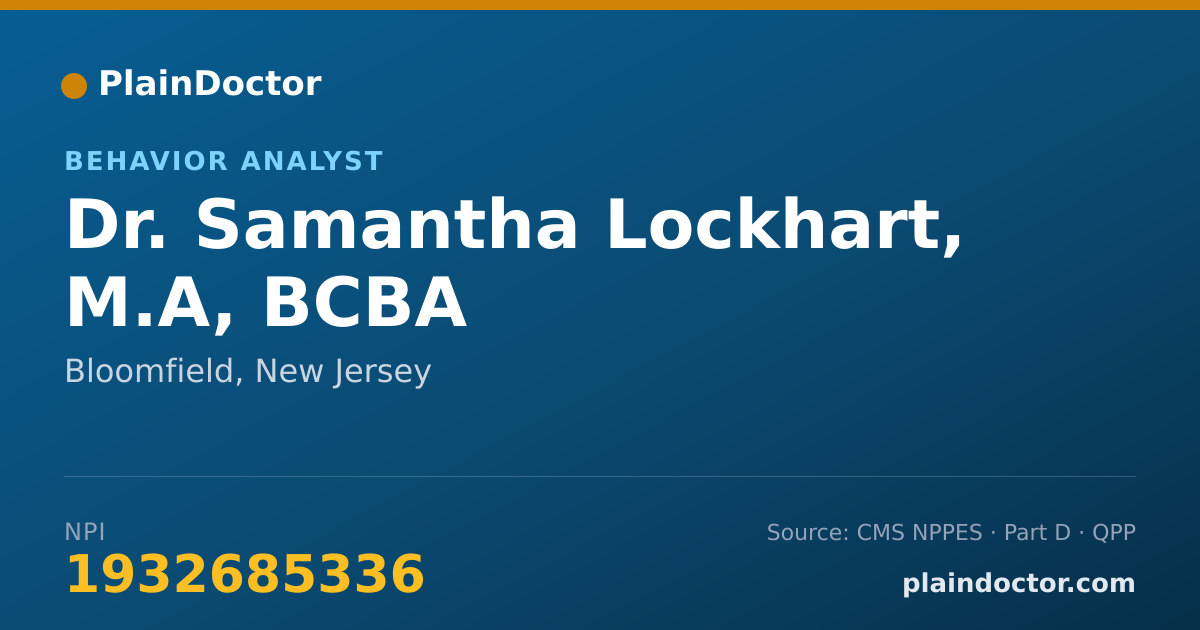 Shareable card for Samantha Lockhart, M.A, BCBA - Behavior Analyst, Bloomfield, NJ