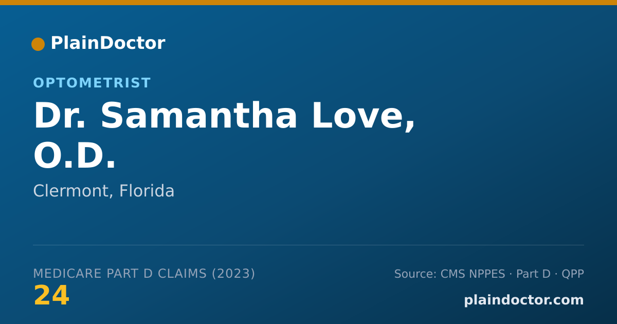 Shareable card for Samantha Love, O.D. - Optometrist, Clermont, FL