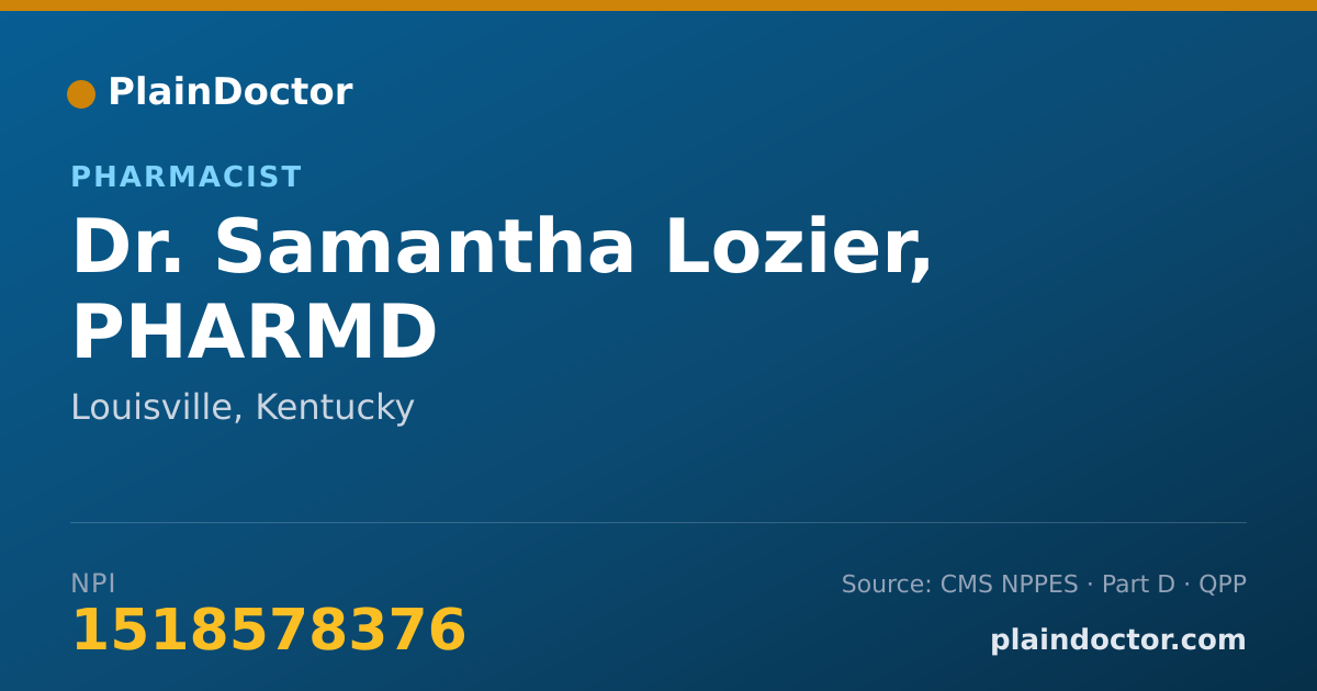 Shareable card for Samantha Lozier, PHARMD - Pharmacist, Louisville, KY