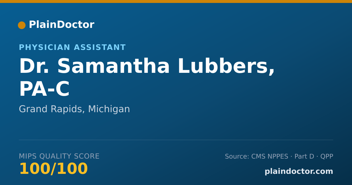 Shareable card for Samantha Lubbers, PA-C - Physician Assistant, Grand Rapids, MI