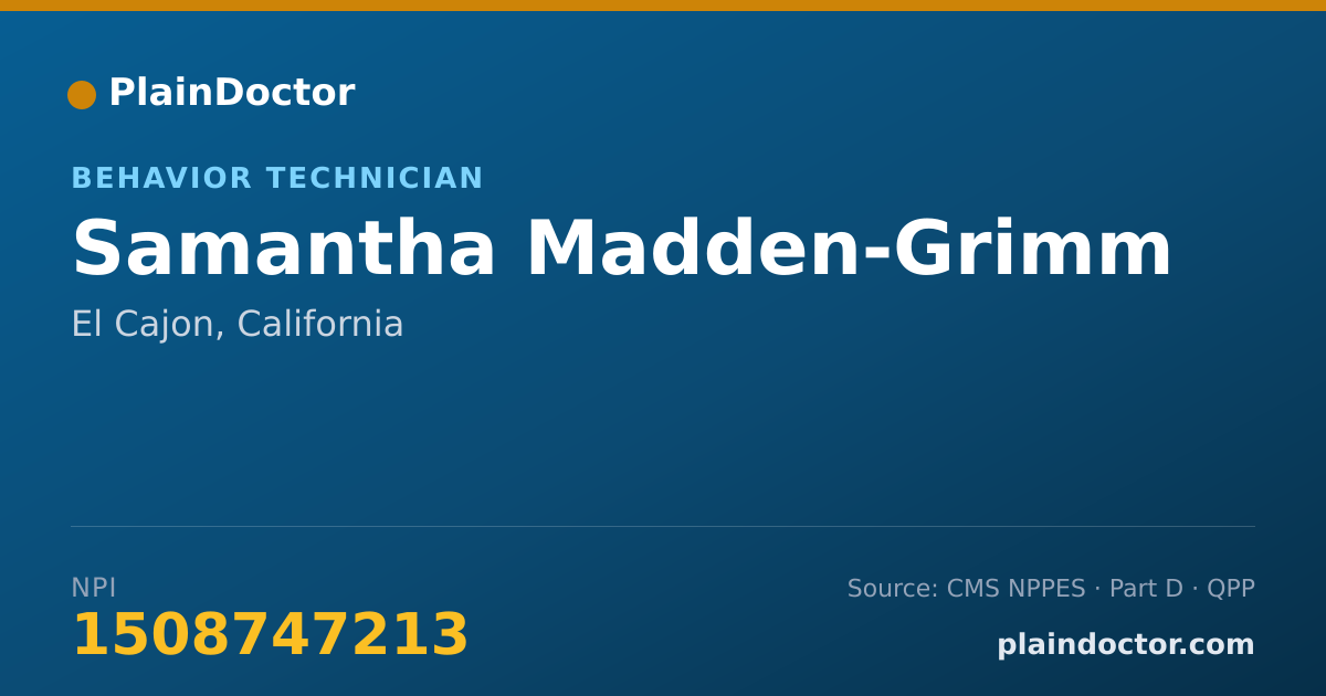 Shareable card for Samantha Madden-Grimm - Behavior Technician, El Cajon, CA