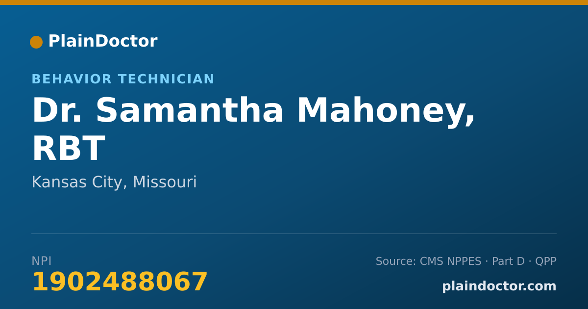 Shareable card for Samantha Mahoney, RBT - Behavior Technician, Kansas City, MO