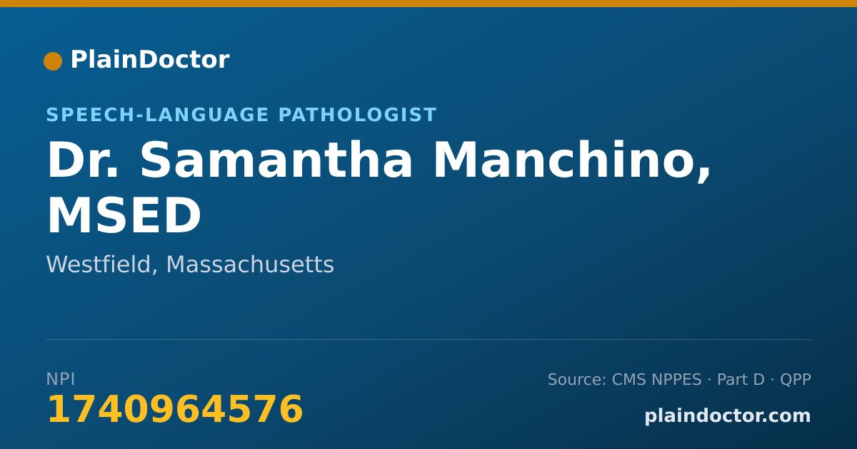 Shareable card for Samantha Manchino, MSED - Speech-Language Pathologist, Westfield, MA