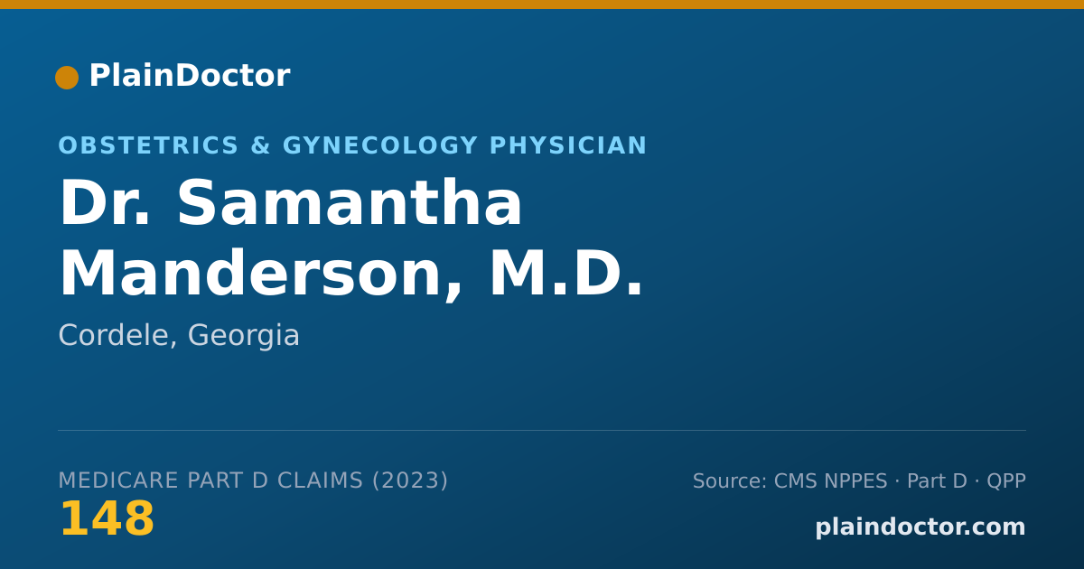 Shareable card for Samantha Manderson, M.D. - Obstetrics & Gynecology Physician, Cordele, GA