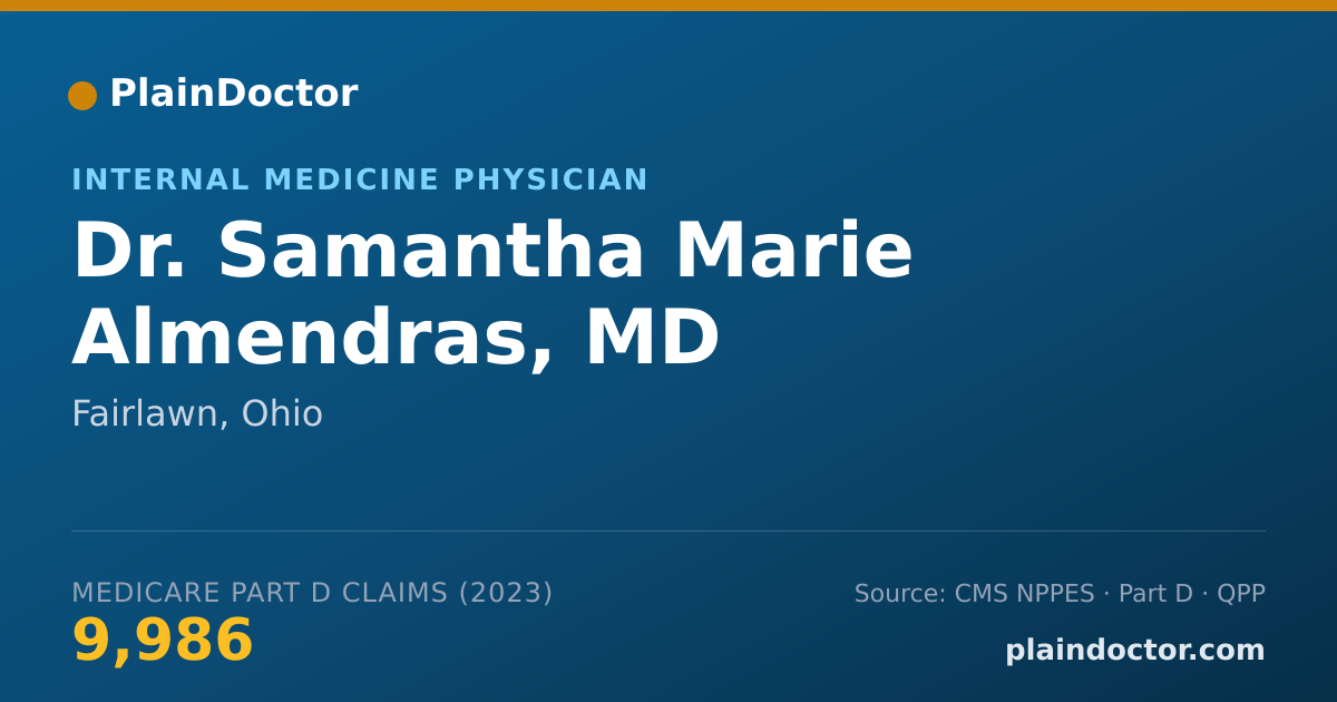 Shareable card for Samantha Marie Almendras, MD - Internal Medicine Physician, Fairlawn, OH