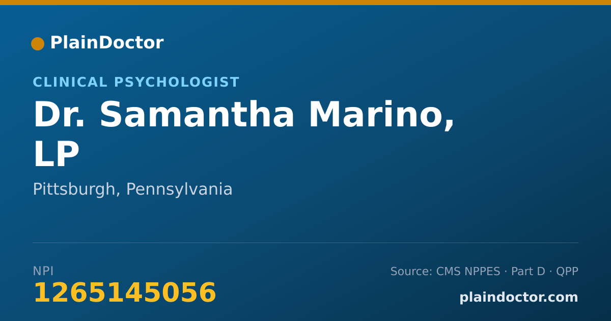 Shareable card for Samantha Marino, LP - Clinical Psychologist, Pittsburgh, PA