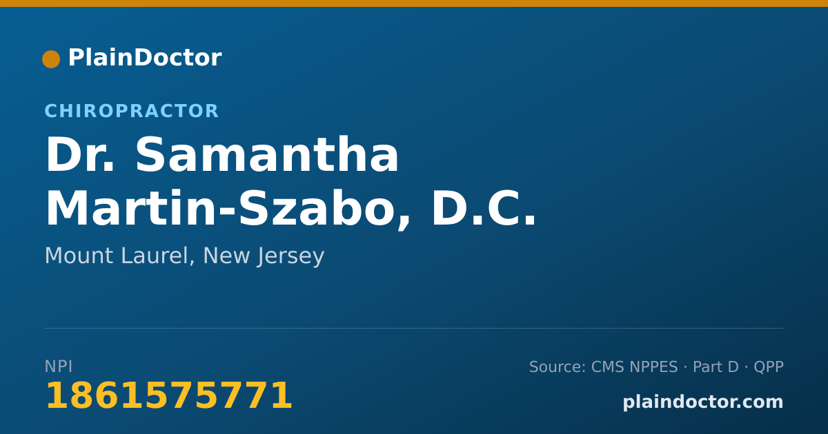 Shareable card for Samantha Martin-Szabo, D.C. - Chiropractor, Mount Laurel, NJ