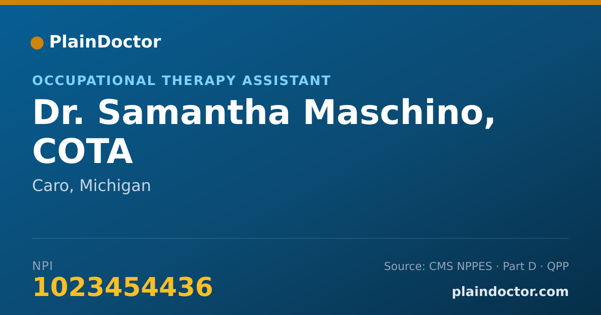Shareable card for Samantha Maschino, COTA - Occupational Therapy Assistant, Caro, MI