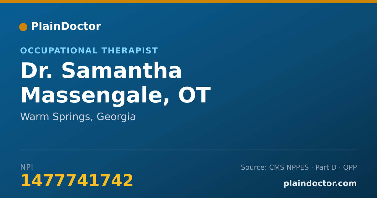 Shareable card for Samantha Massengale, OT - Occupational Therapist, Warm Springs, GA