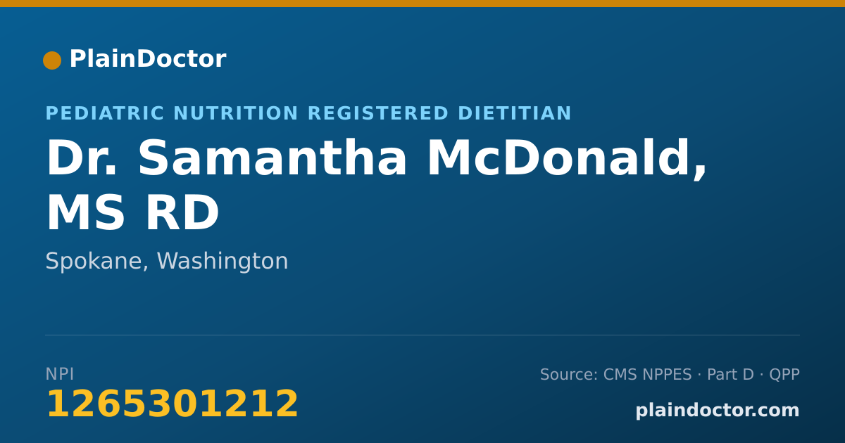 Shareable card for Samantha McDonald, MS RD - Pediatric Nutrition Registered Dietitian, Spokane, WA