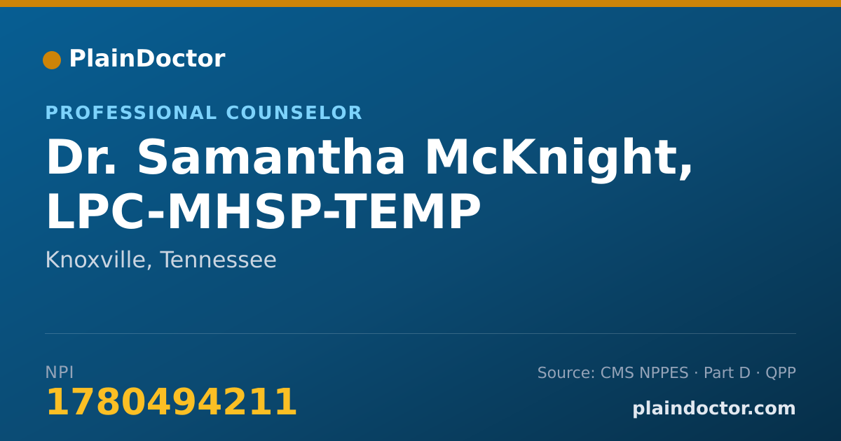 Shareable card for Samantha McKnight, LPC-MHSP-TEMP - Professional Counselor, Knoxville, TN