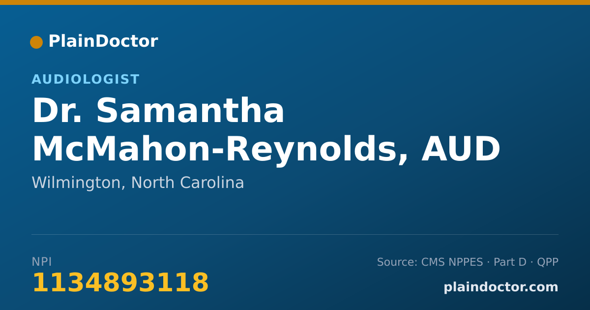 Shareable card for Samantha McMahon-Reynolds, AUD - Audiologist, Wilmington, NC