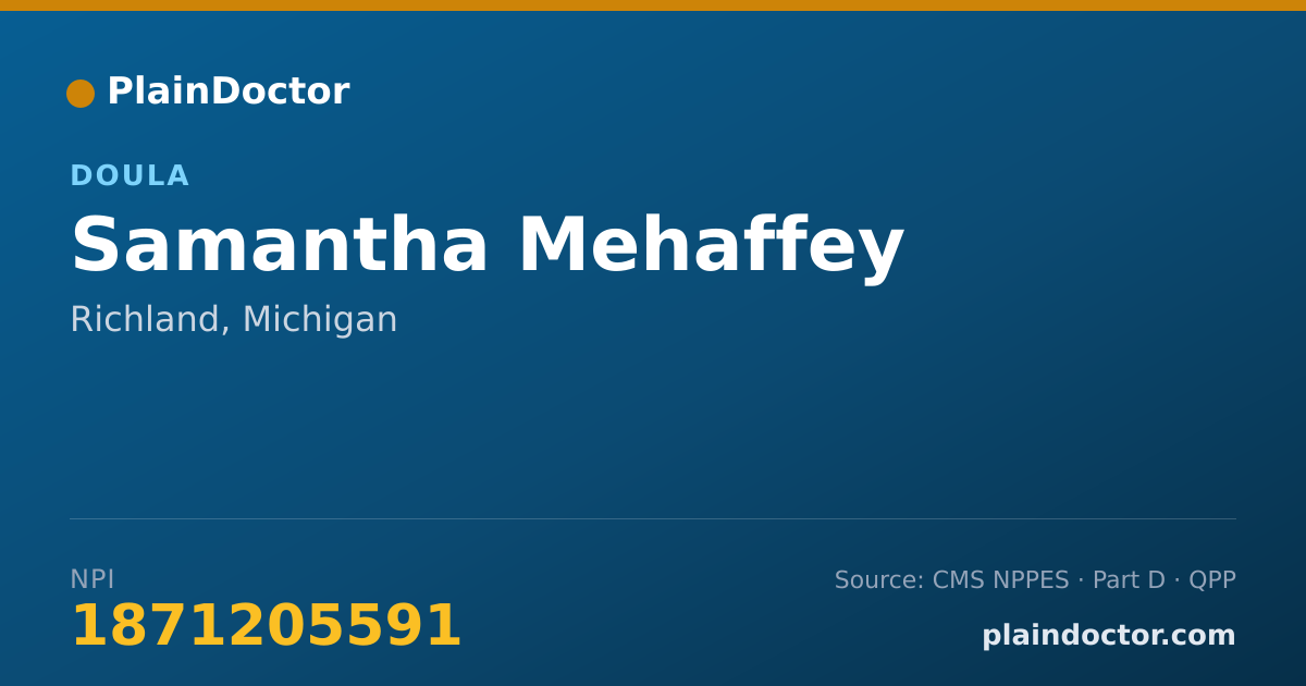 Shareable card for Samantha Mehaffey - Doula, Richland, MI