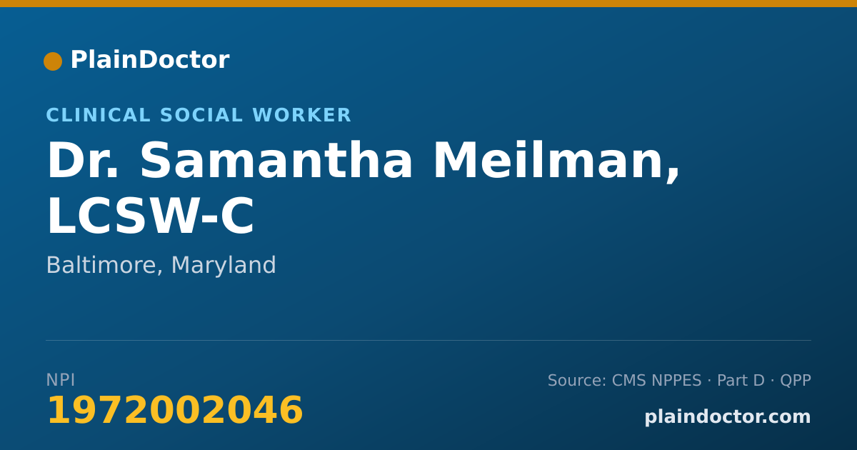 Shareable card for Samantha Meilman, LCSW-C - Clinical Social Worker, Baltimore, MD
