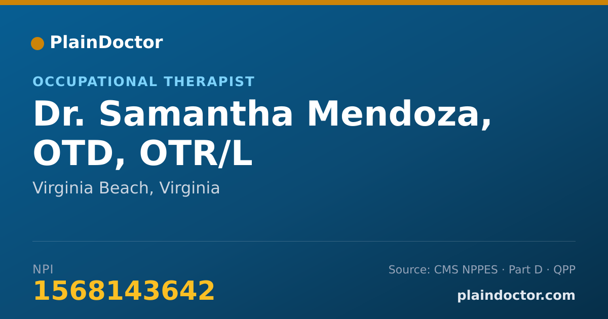 Shareable card for Samantha Mendoza, OTD, OTR/L - Occupational Therapist, Virginia Beach, VA