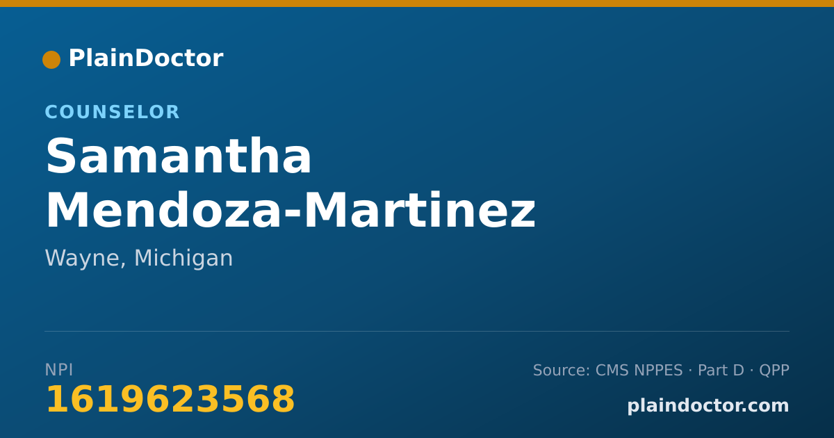 Shareable card for Samantha Mendoza-Martinez - Counselor, Wayne, MI