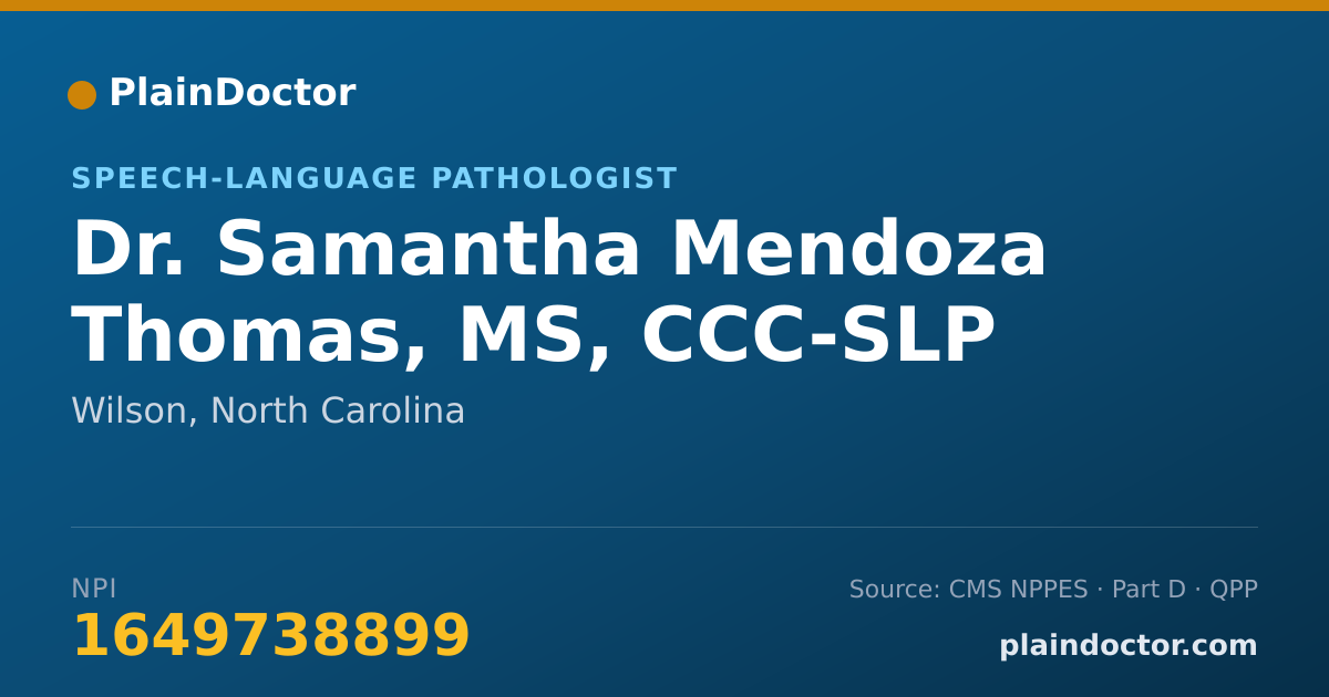 Shareable card for Samantha Mendoza Thomas, MS, CCC-SLP - Speech-Language Pathologist, Wilson, NC
