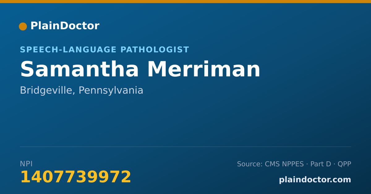 Shareable card for Samantha Merriman - Speech-Language Pathologist, Bridgeville, PA