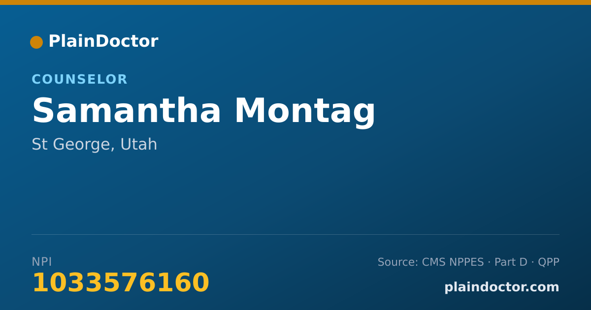 Shareable card for Samantha Montag - Counselor, St George, UT