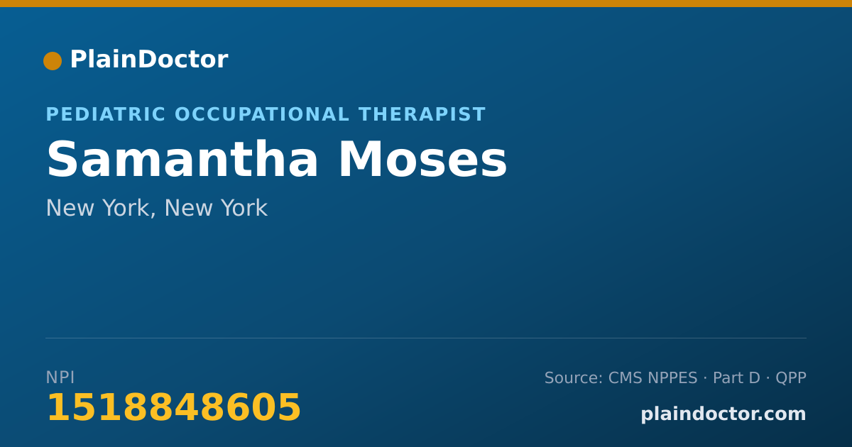 Shareable card for Samantha Moses - Pediatric Occupational Therapist, New York, NY