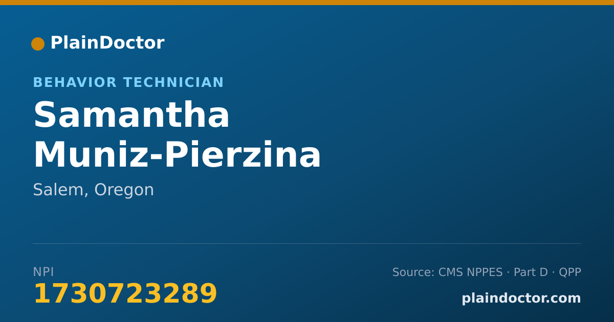 Shareable card for Samantha Muniz-Pierzina - Behavior Technician, Salem, OR