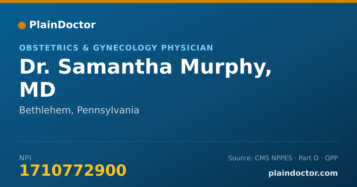Shareable card for Samantha Murphy, MD - Obstetrics & Gynecology Physician, Bethlehem, PA