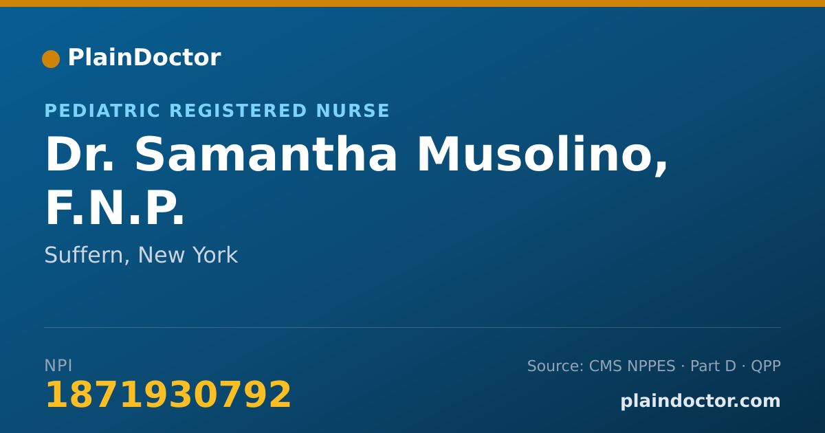 Shareable card for Samantha Musolino, F.N.P. - Pediatric Registered Nurse, Suffern, NY