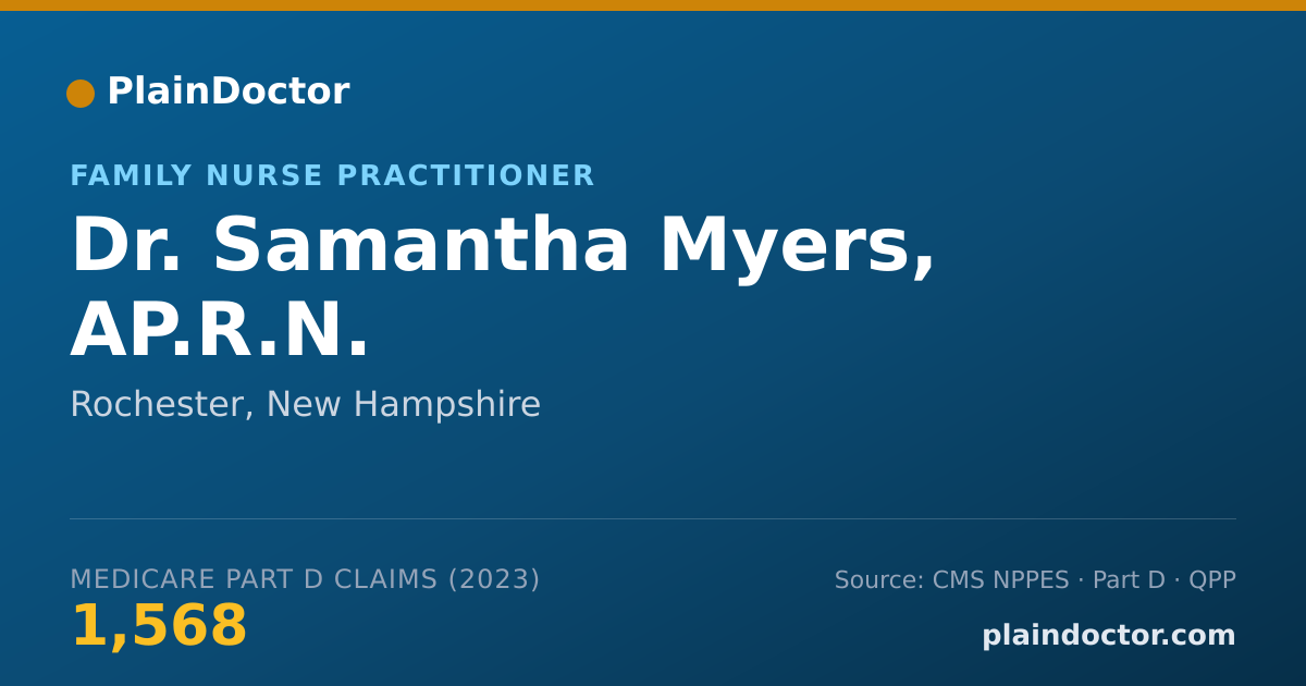 Shareable card for Samantha Myers, AP.R.N. - Family Nurse Practitioner, Rochester, NH