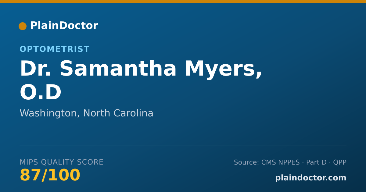 Shareable card for Samantha Myers, O.D - Optometrist, Washington, NC