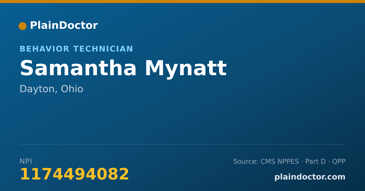 Shareable card for Samantha Mynatt - Behavior Technician, Dayton, OH
