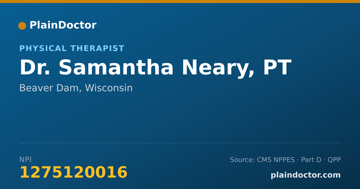 Shareable card for Samantha Neary, PT - Physical Therapist, Beaver Dam, WI