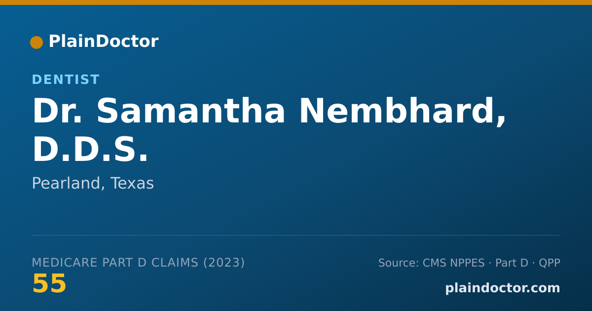 Shareable card for Samantha Nembhard, D.D.S. - Dentist, Pearland, TX