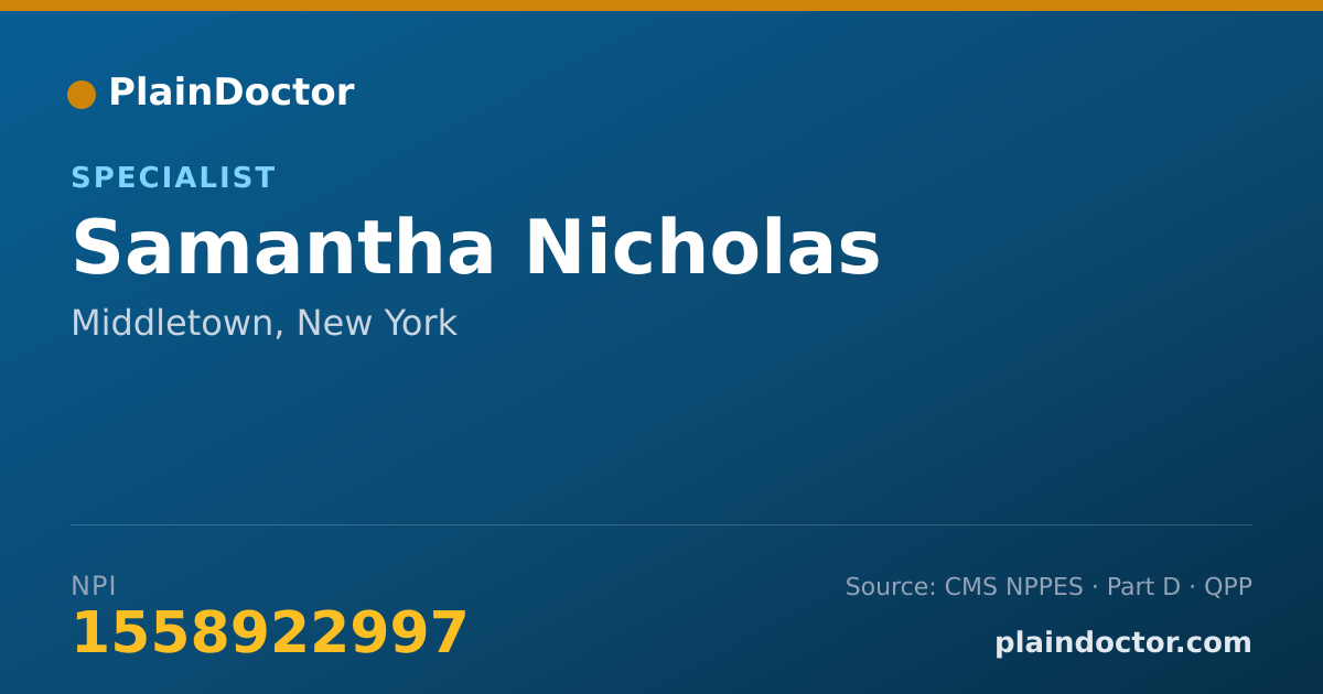 Shareable card for Samantha Nicholas - Specialist, Middletown, NY