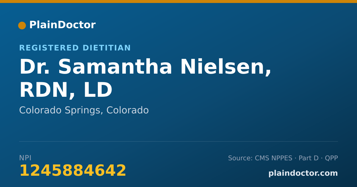 Shareable card for Samantha Nielsen, RDN, LD - Registered Dietitian, Colorado Springs, CO