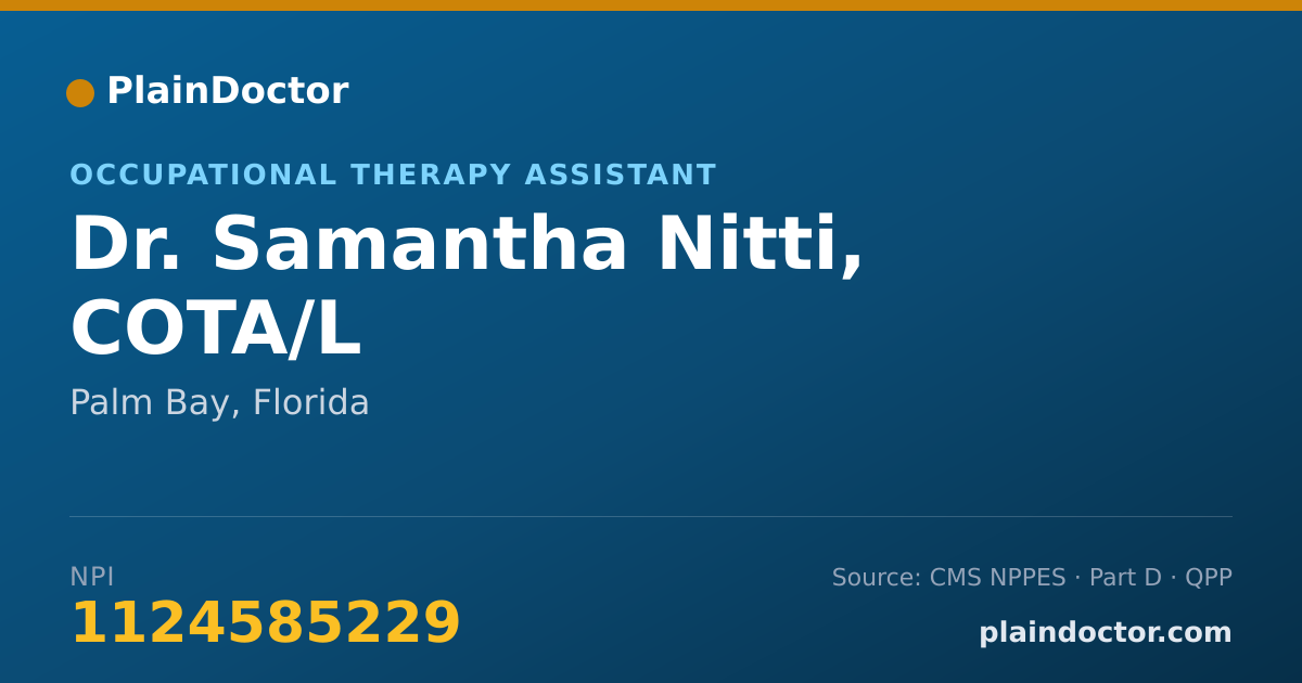 Shareable card for Samantha Nitti, COTA/L - Occupational Therapy Assistant, Palm Bay, FL