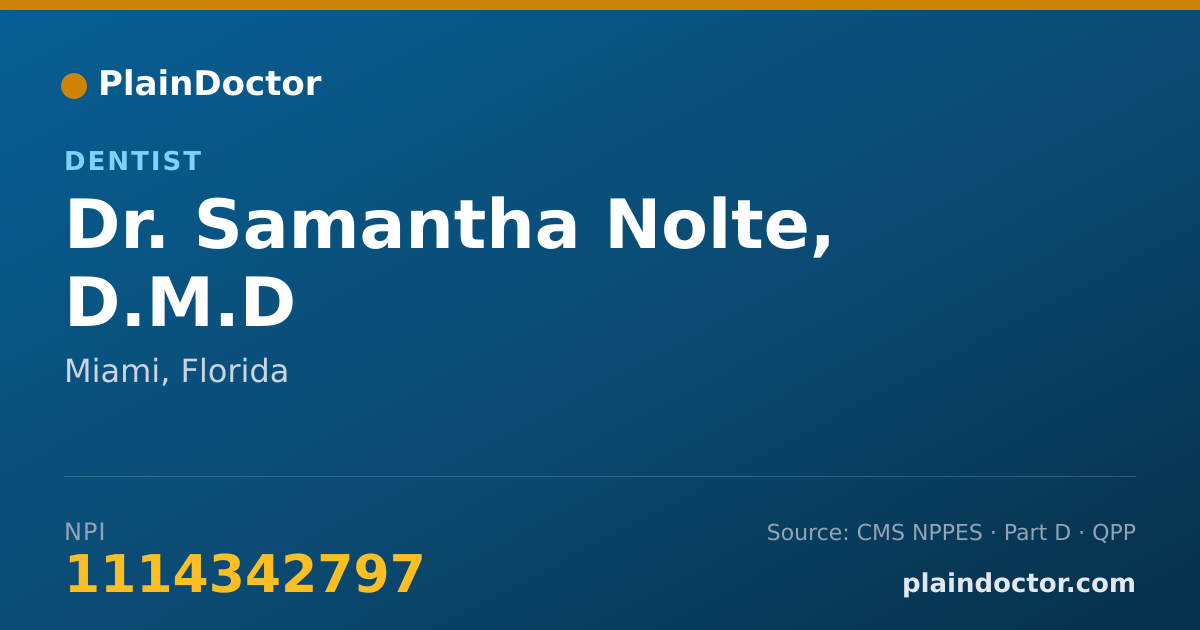 Shareable card for Samantha Nolte, D.M.D - Dentist, Miami, FL