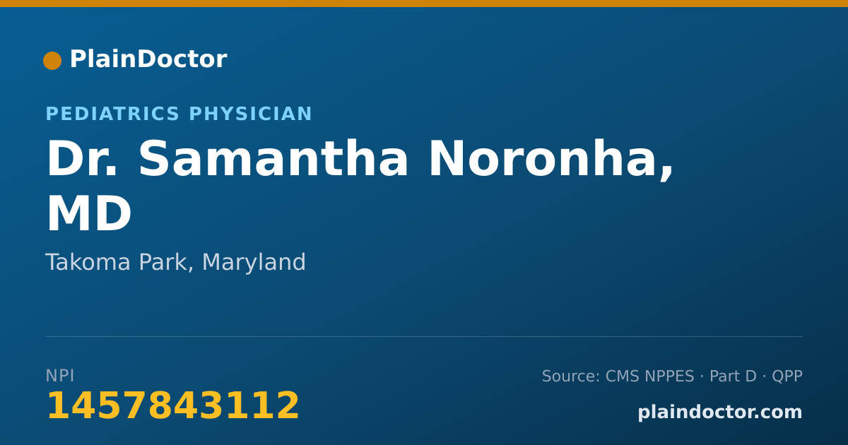Shareable card for Samantha Noronha, MD - Pediatrics Physician, Takoma Park, MD