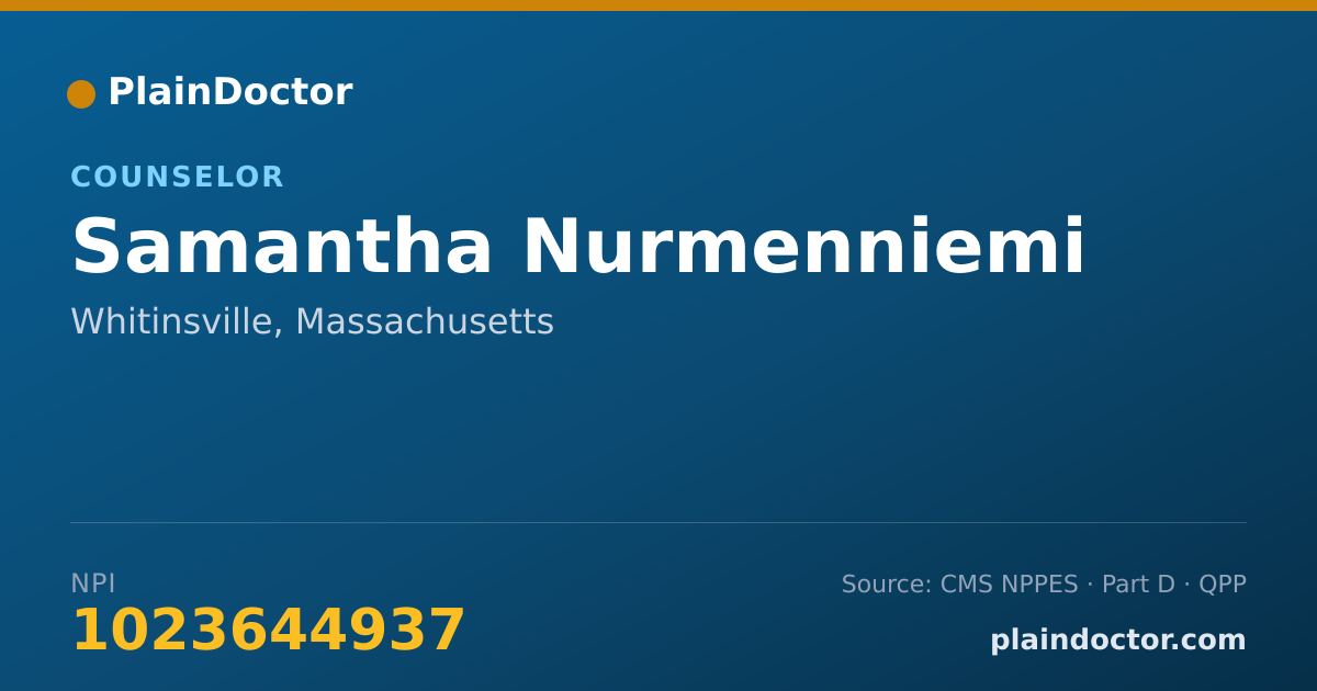 Shareable card for Samantha Nurmenniemi - Counselor, Whitinsville, MA