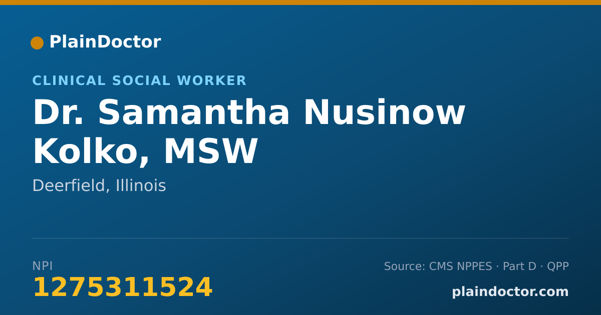 Shareable card for Samantha Nusinow Kolko, MSW - Clinical Social Worker, Deerfield, IL