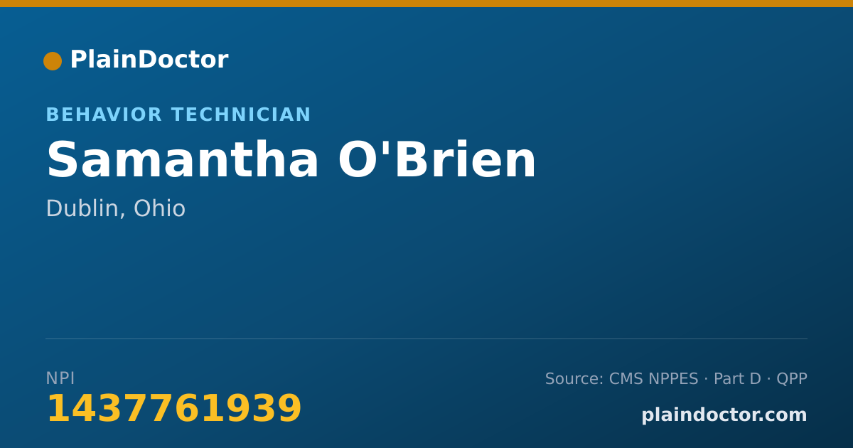 Shareable card for Samantha O'Brien - Behavior Technician, Dublin, OH