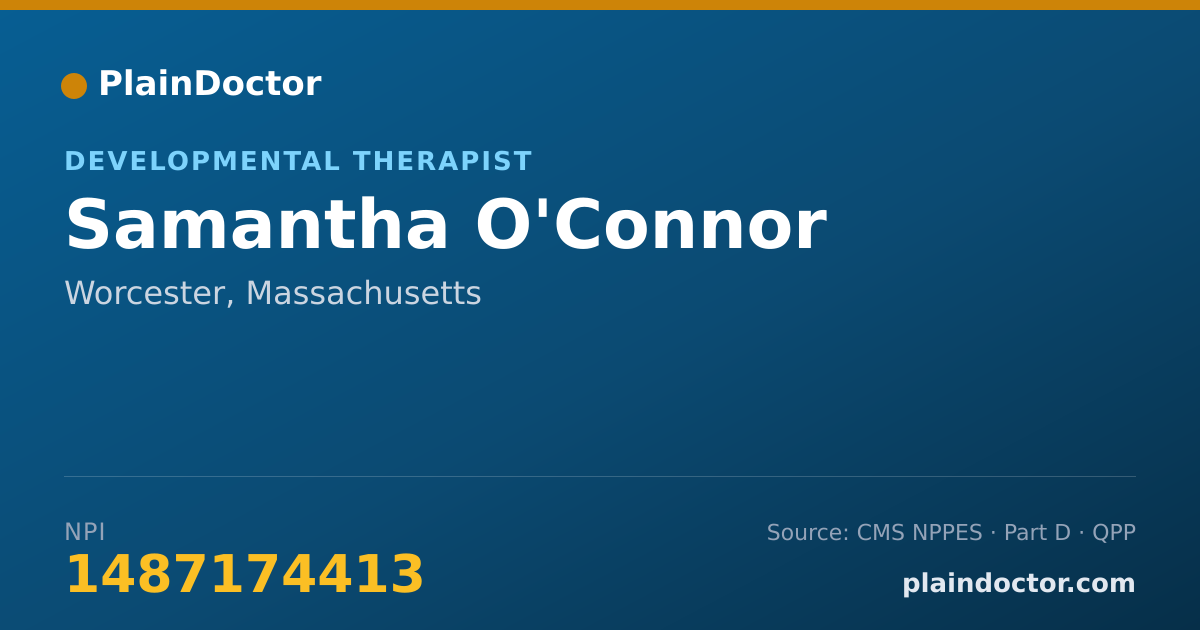 Shareable card for Samantha O'Connor - Developmental Therapist, Worcester, MA