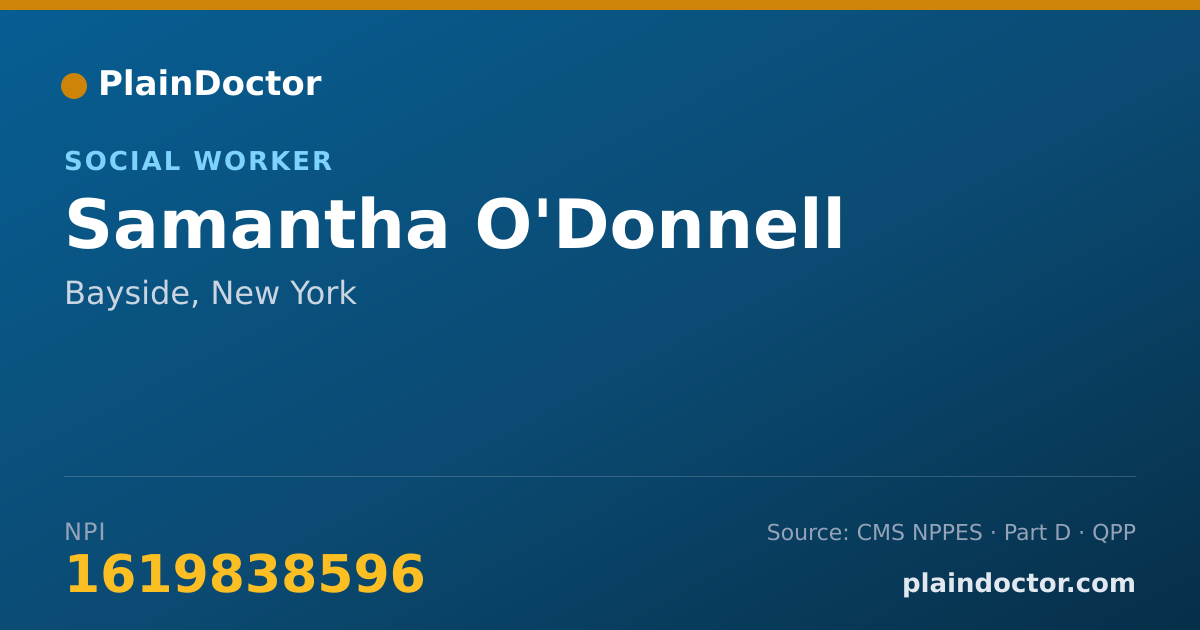 Shareable card for Samantha O'Donnell - Social Worker, Bayside, NY