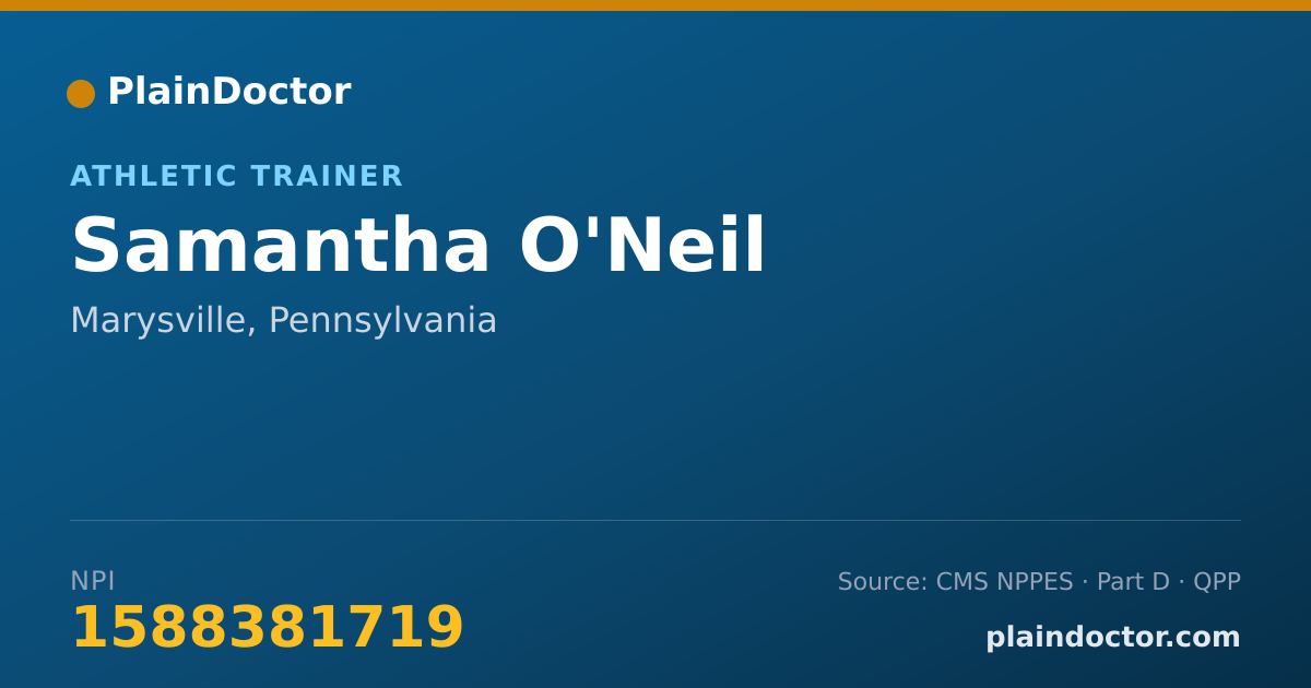 Shareable card for Samantha O'Neil - Athletic Trainer, Marysville, PA