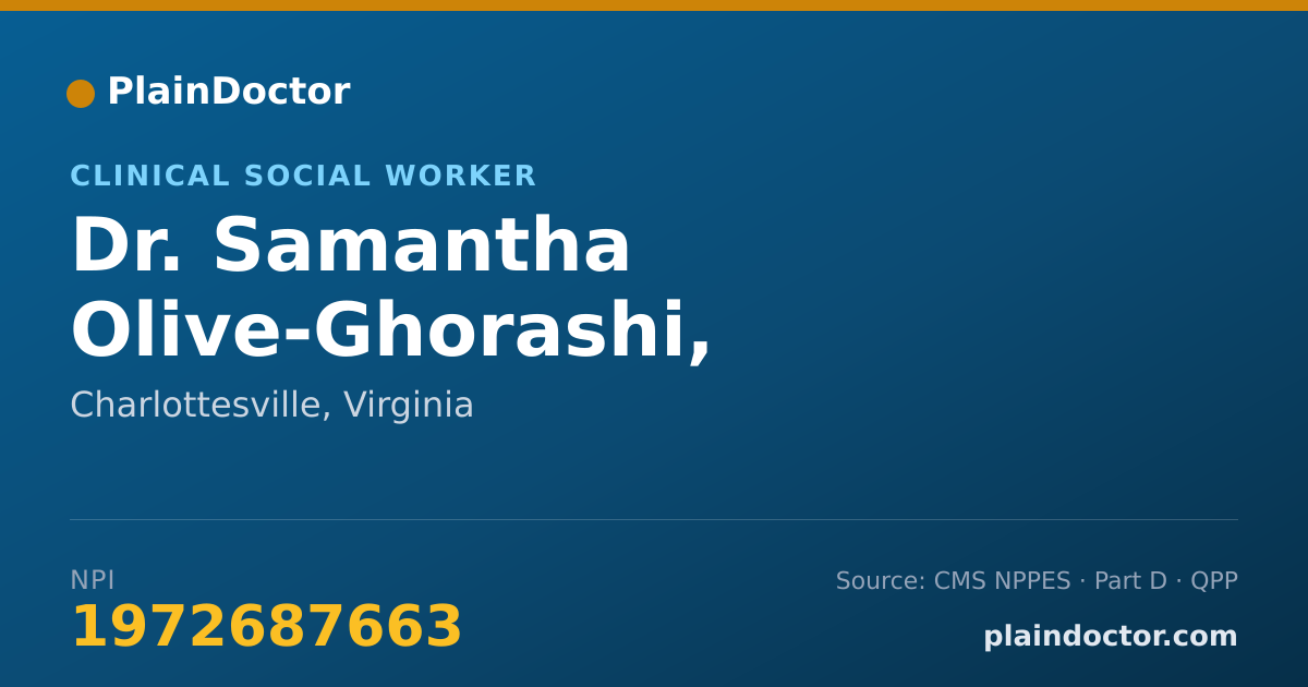Shareable card for Samantha Olive-Ghorashi, L.C.S.W. - Clinical Social Worker, Charlottesville, VA