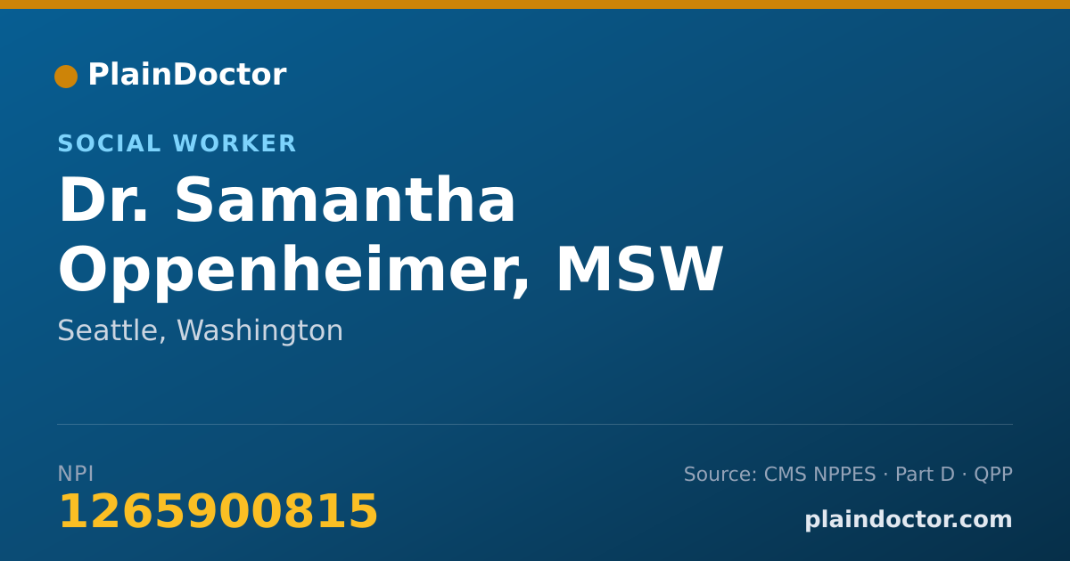 Shareable card for Samantha Oppenheimer, MSW - Social Worker, Seattle, WA