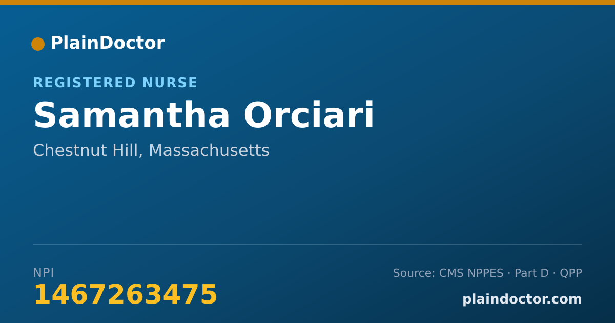 Shareable card for Samantha Orciari - Registered Nurse, Chestnut Hill, MA