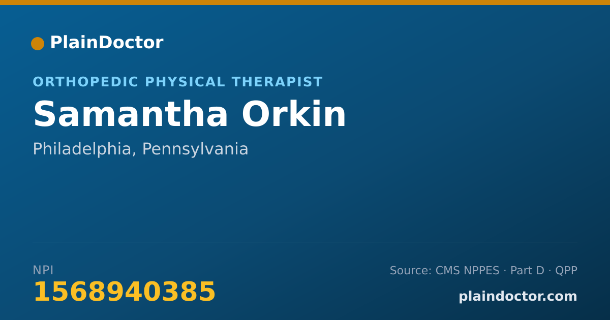 Shareable card for Samantha Orkin - Orthopedic Physical Therapist, Philadelphia, PA