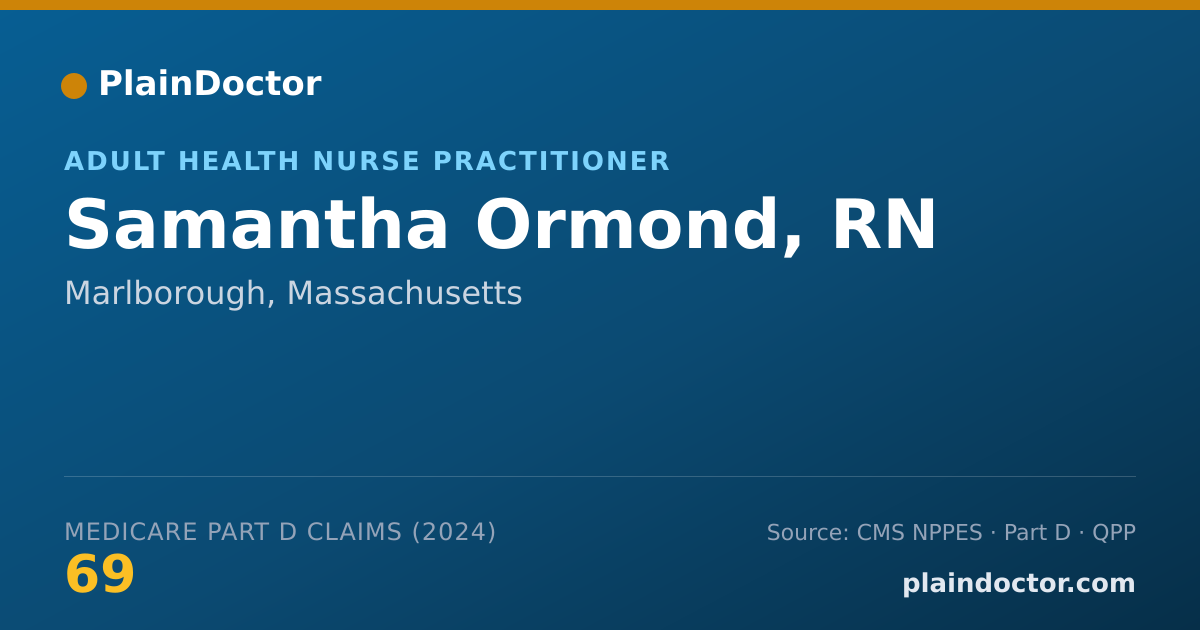 Shareable card for Samantha Ormond, RN - Adult Health Nurse Practitioner, Marlborough, MA