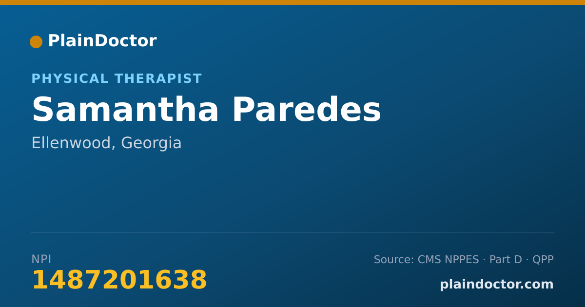 Shareable card for Samantha Paredes - Physical Therapist, Ellenwood, GA